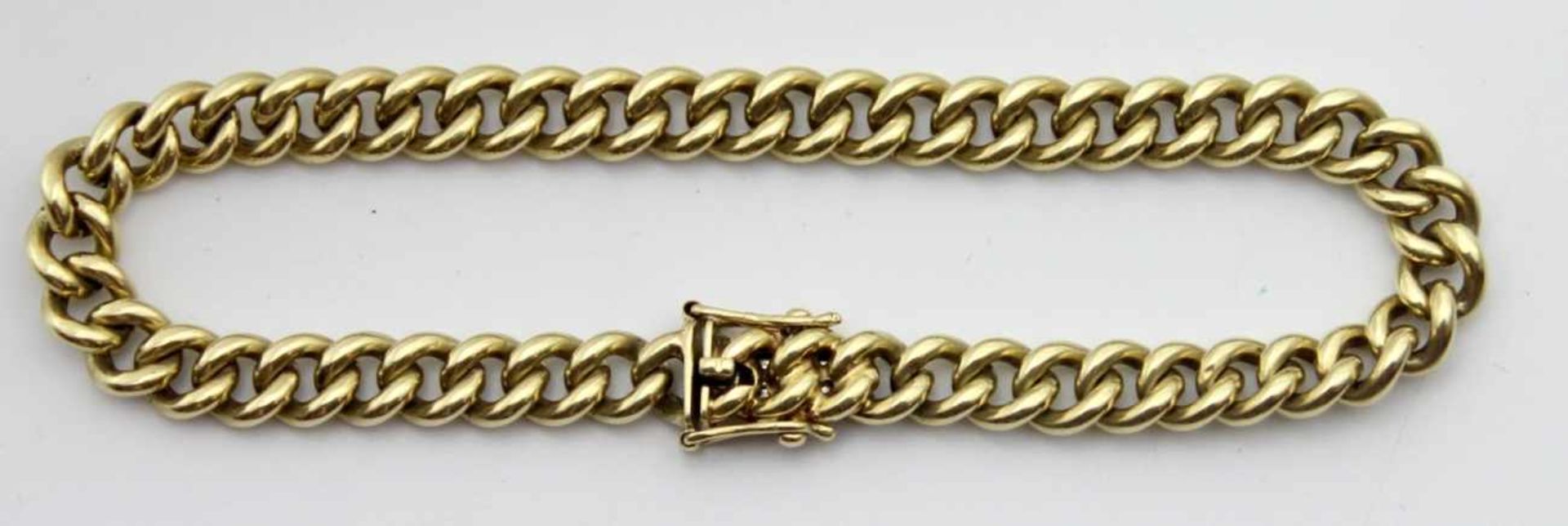 Goldenes Armband - 20.Jahrhundert Gelbgold gest. 585, Panzerglieder mit Steckverschluß, Länge ca. 19