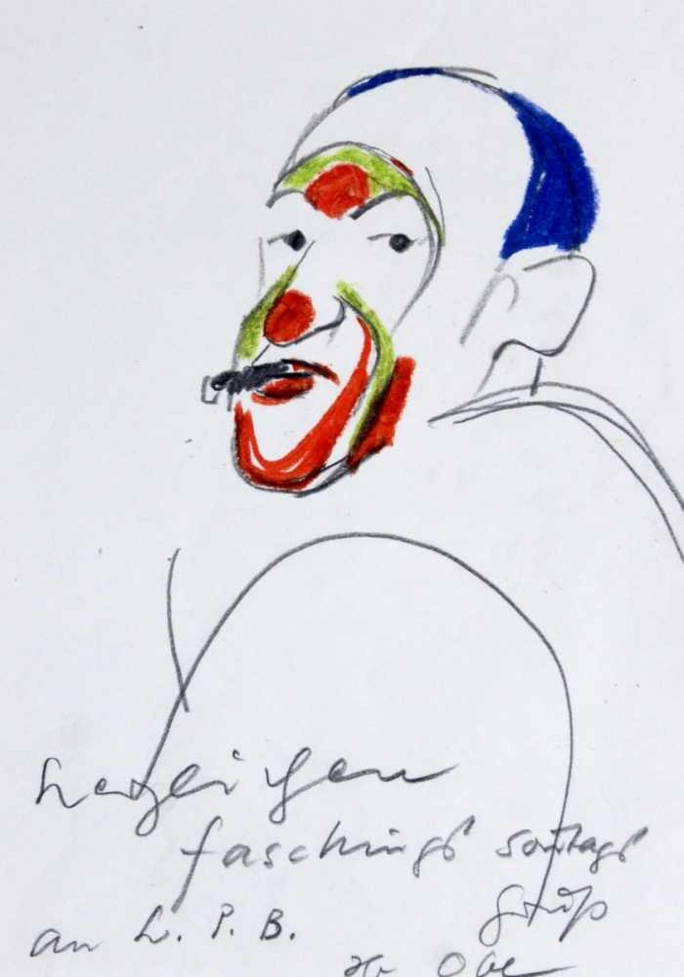 Zeichnung - Josef Oberberger (1905 Regensburg - 1994 Kreuth) "Selbstportrait als Clown", r.u.