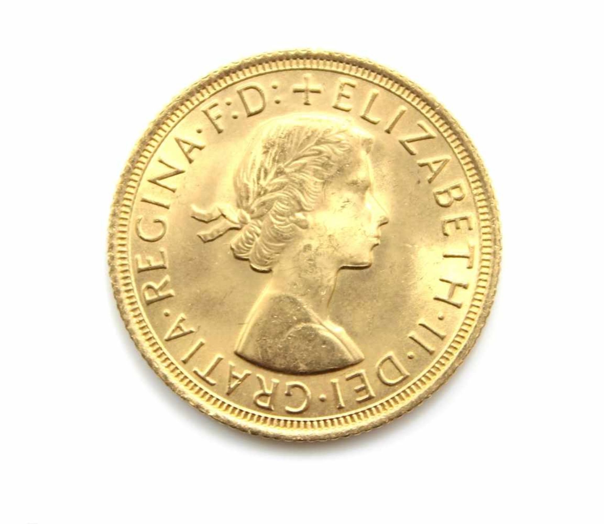Goldmünze - Großbritannien 1968 1 Sovereign, Elisabeth II, d.= 22 mm