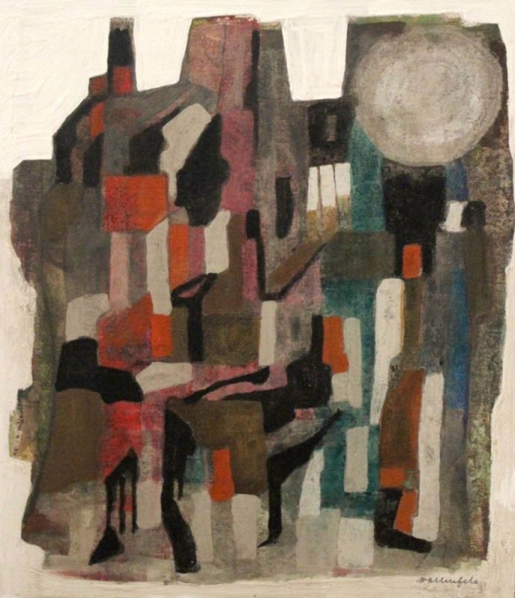Gemälde - Dominik Wallenfels (1932 Prag - 2019 Regensburg) "Ohne Titel", signiert, Acryl auf Platte,