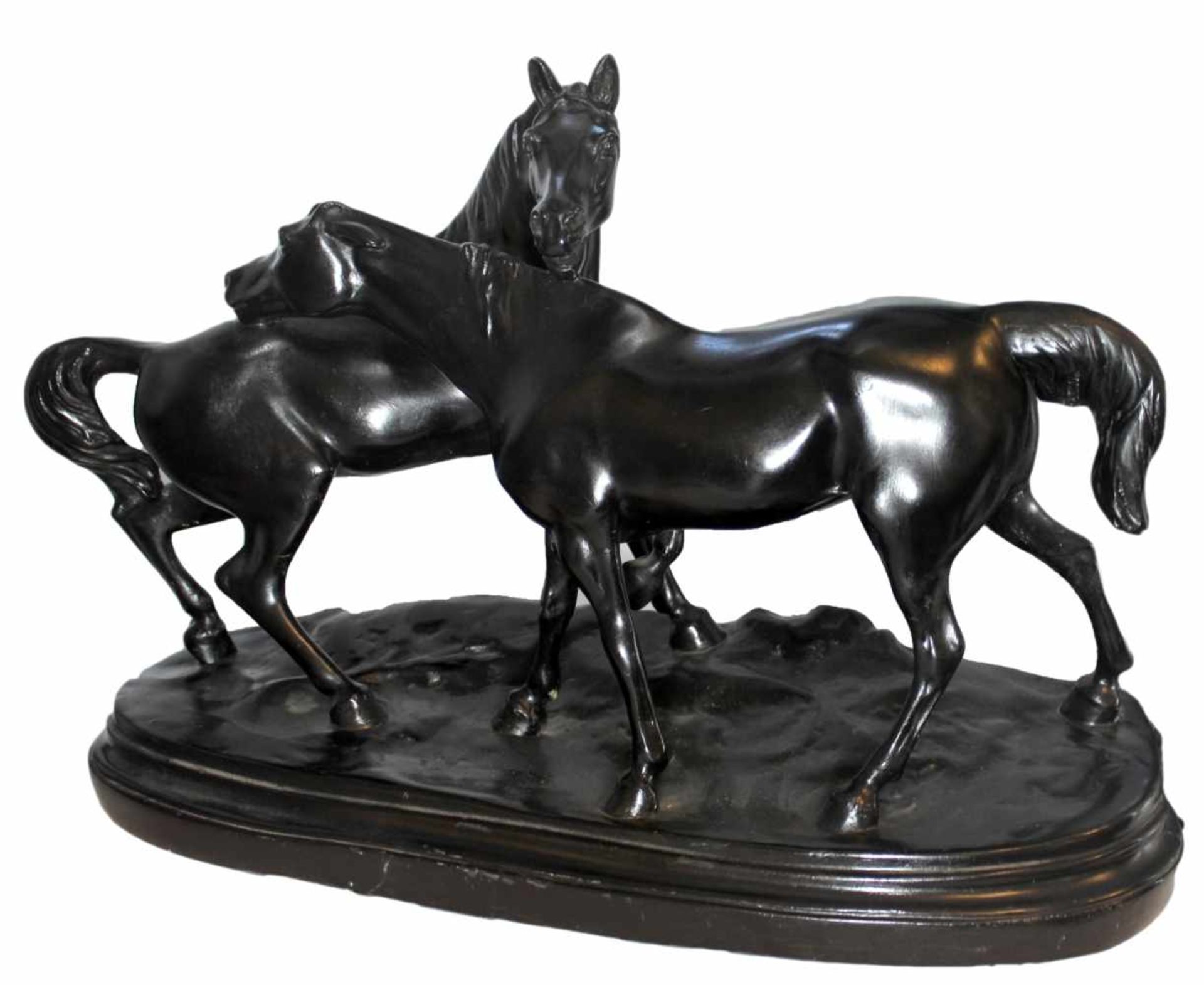 Skulptur - in der Art von Pierre-Jules Mène (1810-1879 Paris) "Akkolade", Gips bronziert, Maße ca.