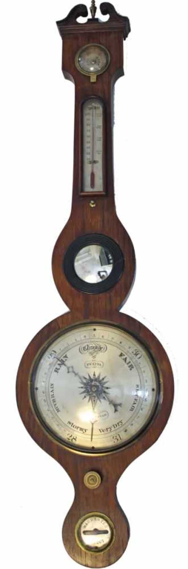 Barometer - England 19.Jahrhundert gemarkt P. Cetta Gloucester, geschweifter Mahagonikorpus mit