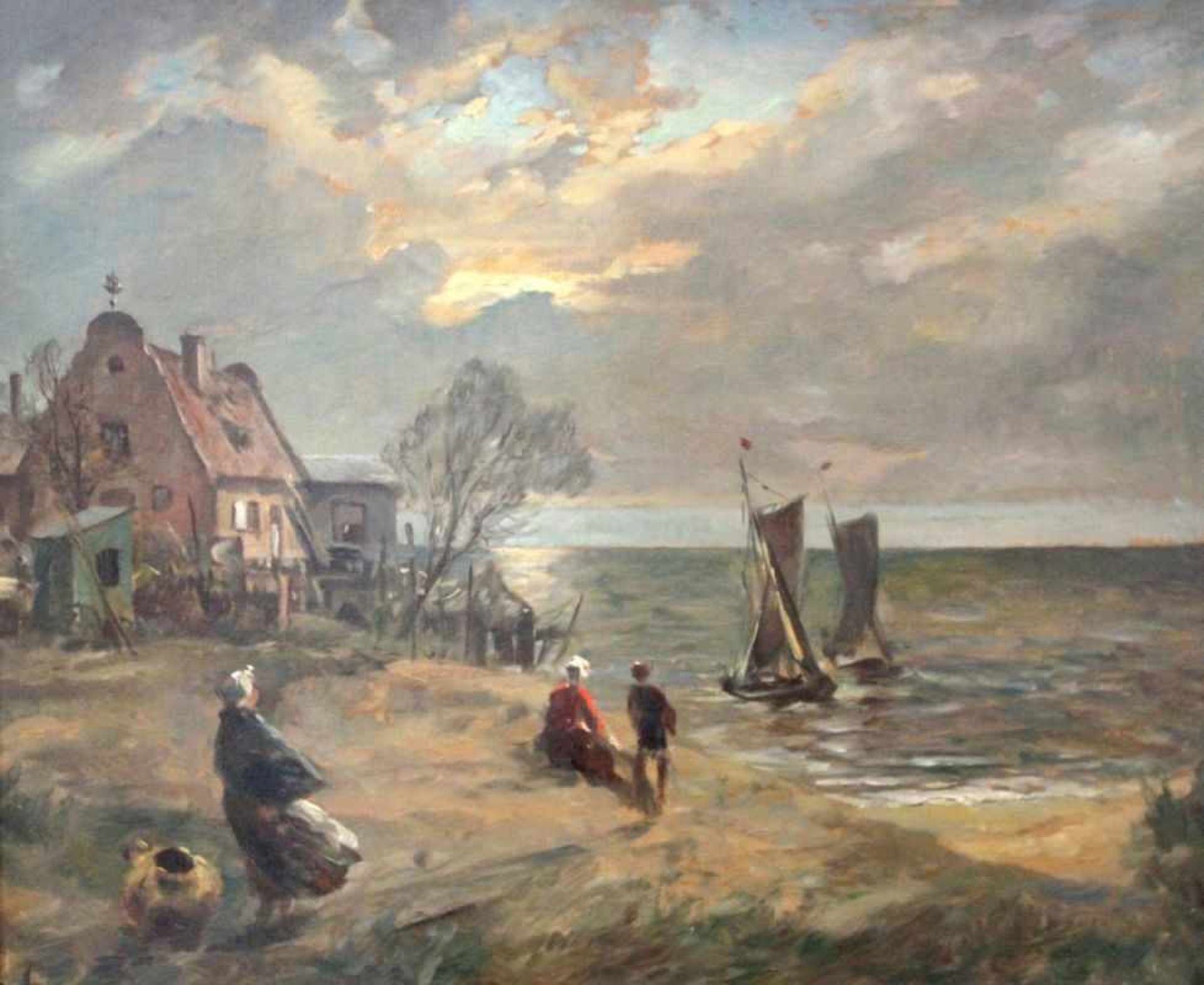 Gemälde - Kurt Maltz (1879 Ostpreussen - bis ca. 1930 in Berlin tätig) "Küstenlandschaft mit zwei