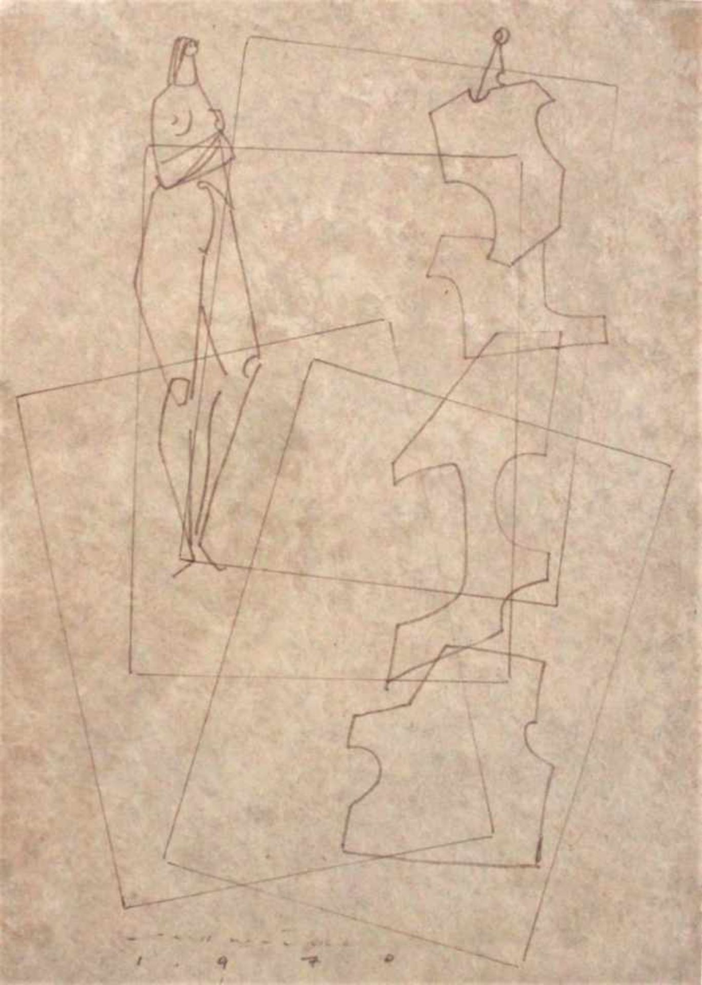 Zeichnung - Seff WEIDL (1915 Eger -1972 Inning am Ammersee) "Komposition mit Figuren", signiert