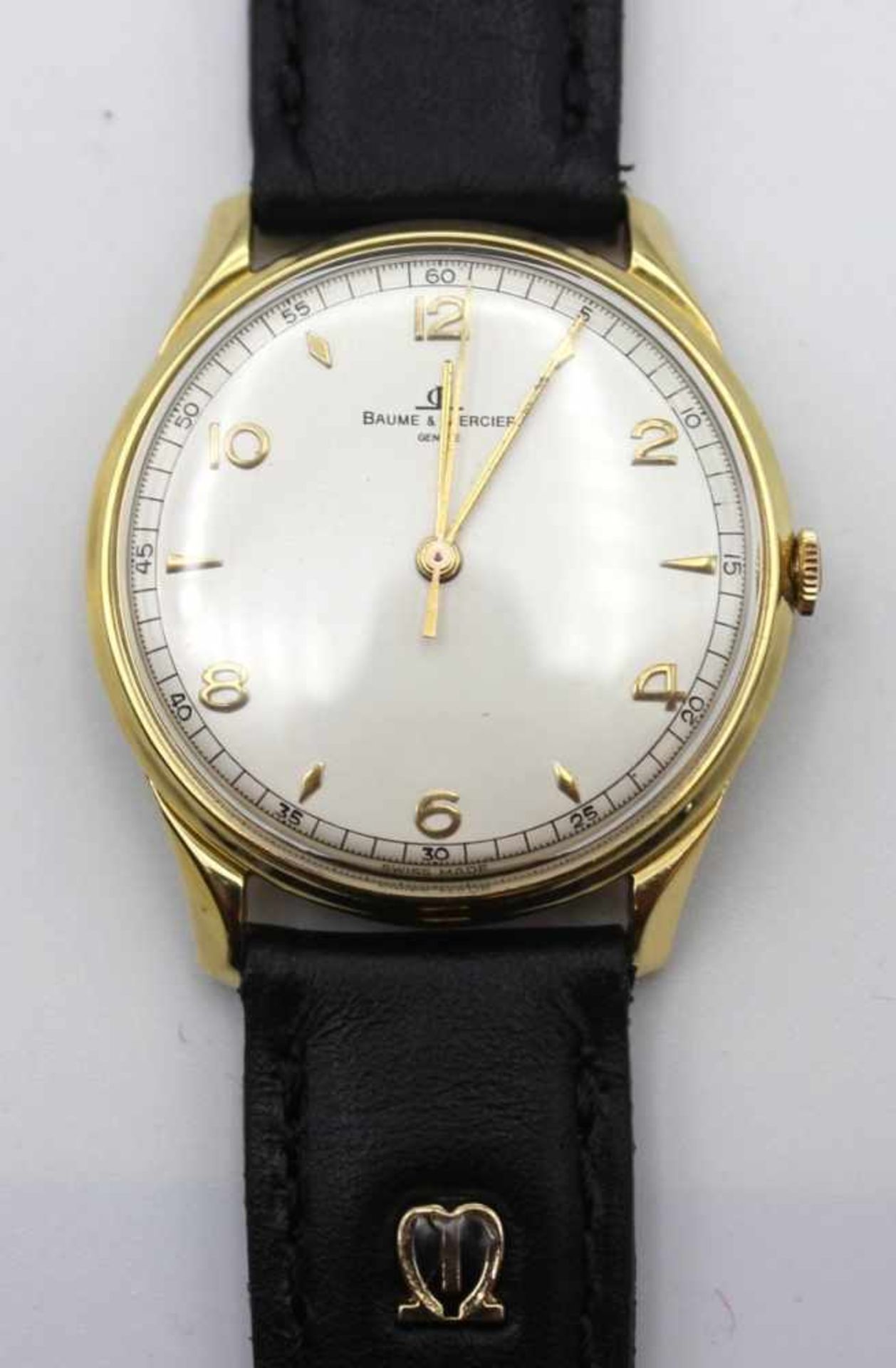 Goldene Armbanduhr - Marke Baume&Mercier Geneve, Gehäuse und Deckel Gelbgold gest. (Rückdeckel