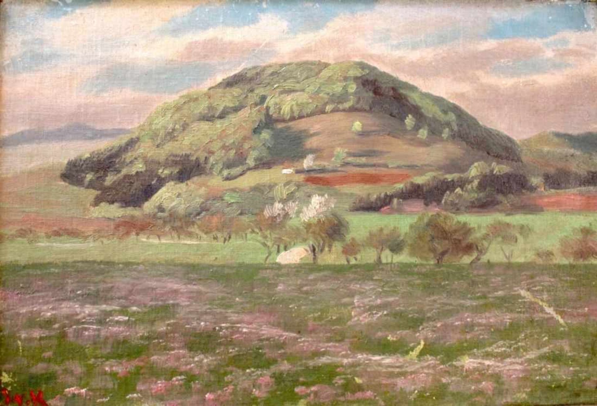 Gemälde - Julius von Kreyfelt (1863 Düsseldorf - 1947 Kleinsassen) "Milseburg in Hessen", l.u.