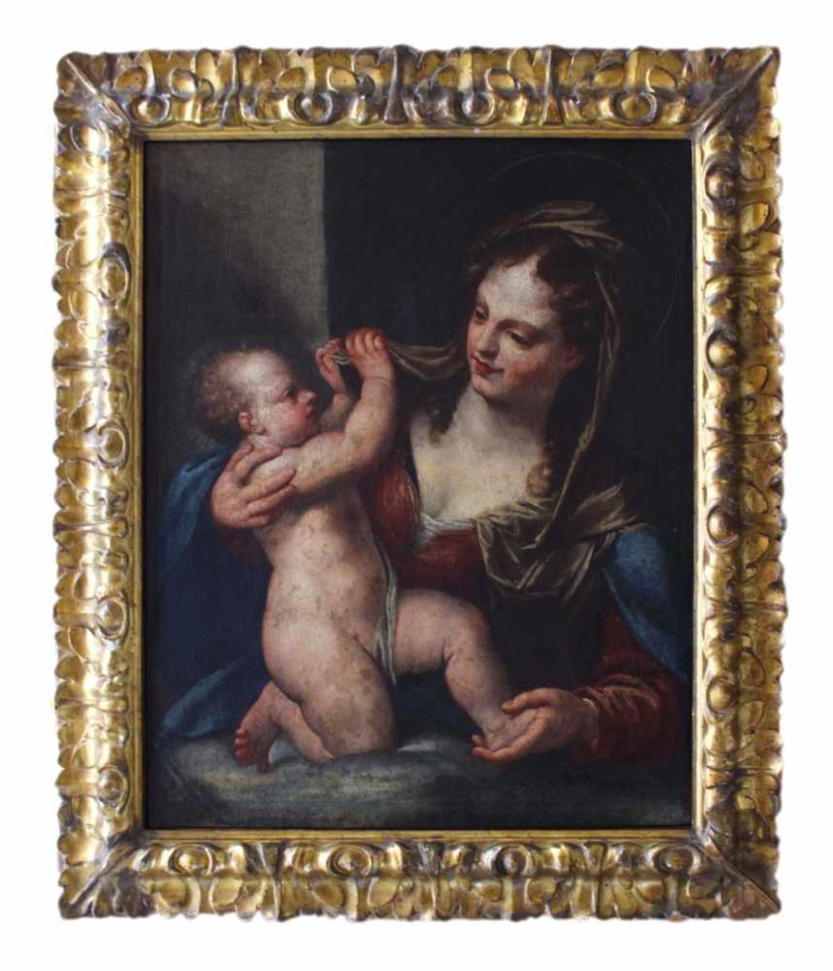 Barockgemälde - Umkreis Carlo Maratta (1625 Camerano Italien - 1713 Rom) "Maria mit Kind",