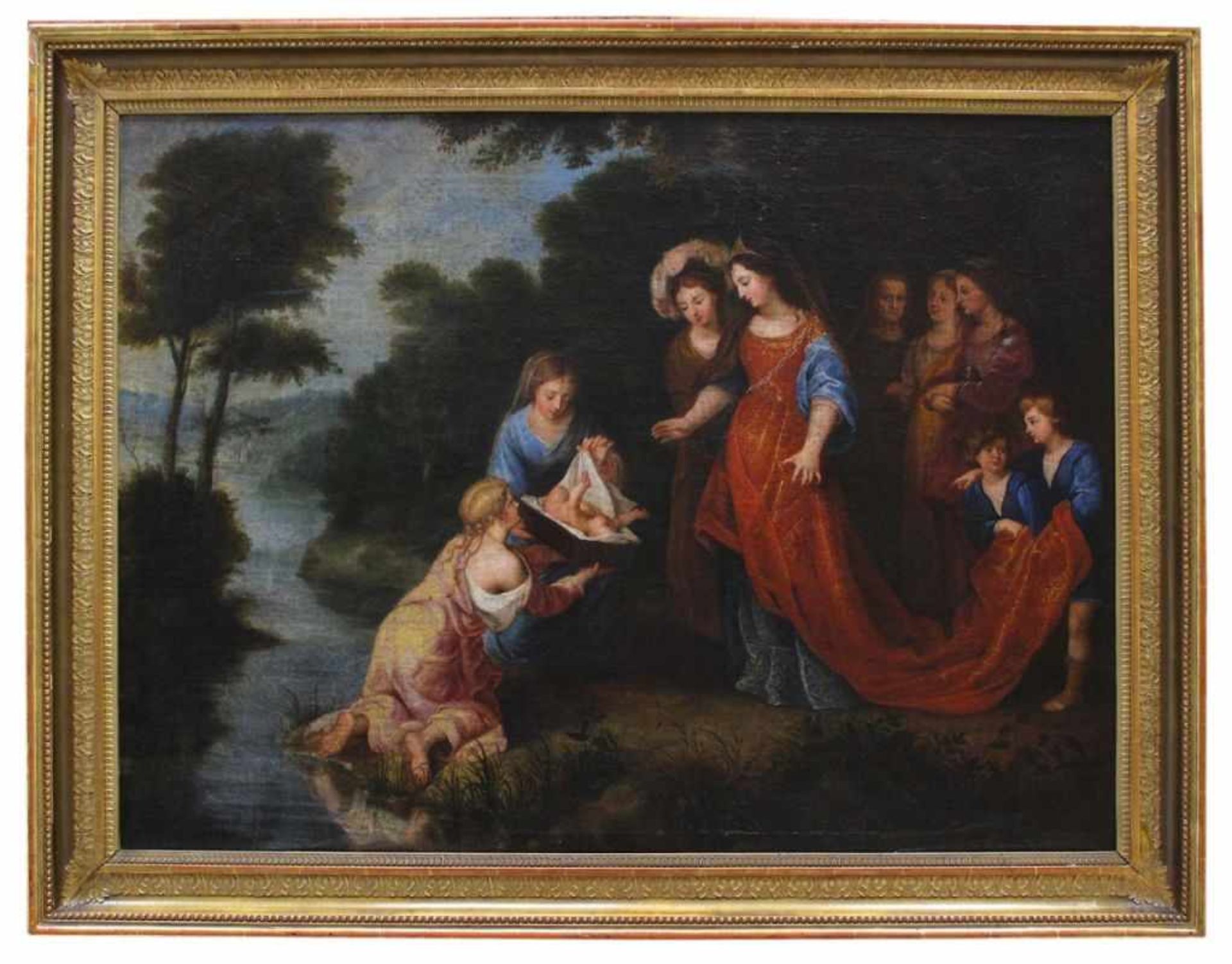 Gemälde - Nachfolger Nicolas Poussin (1594 Normandie - 1665 Rom) "Rettung von Moses am Nil",