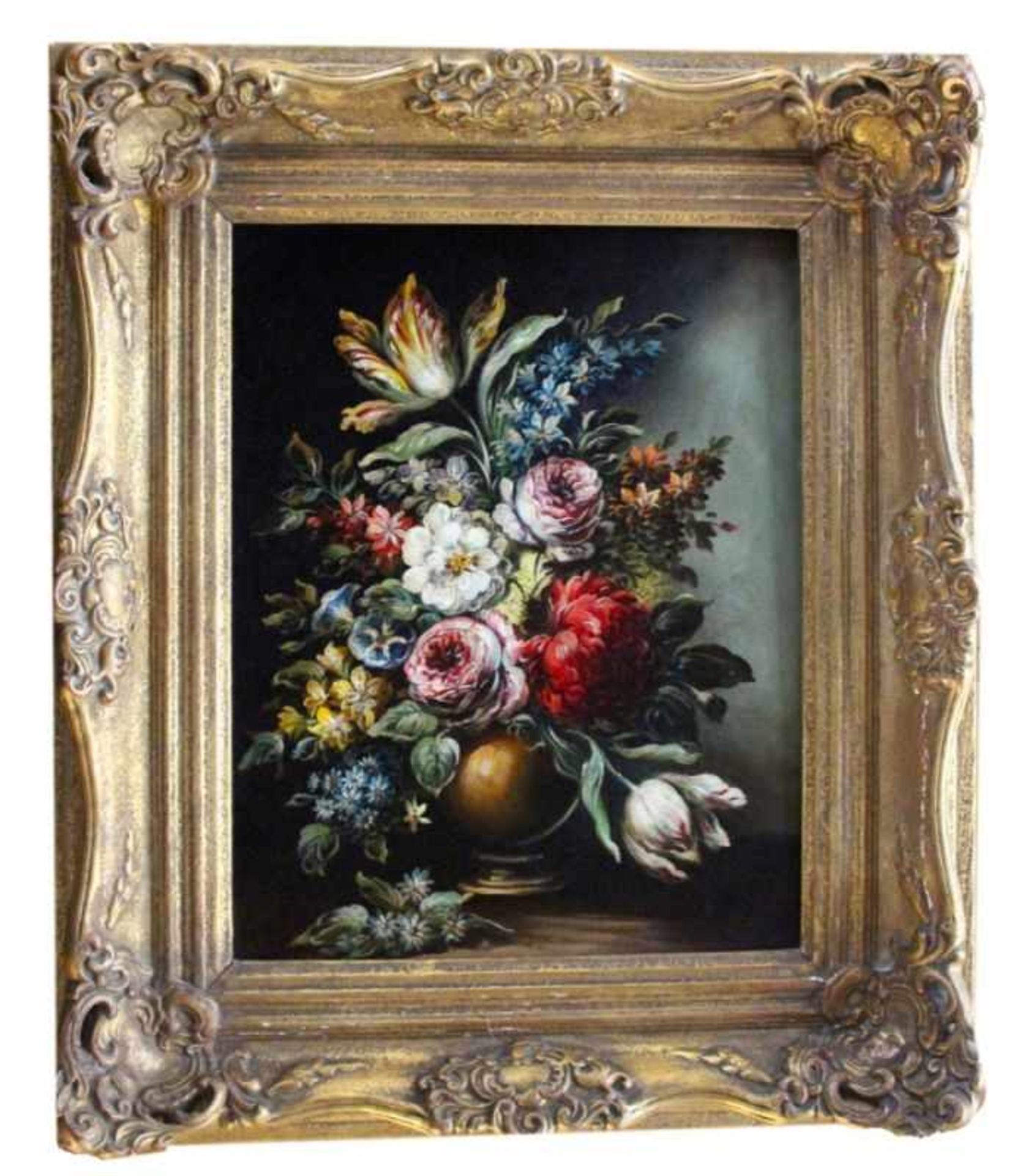 Gemälde - Anonym (XX.Jahrhundert) "Blumenstillleben", unsigniert, Öl auf Leinwand, Maße ca. 50x40