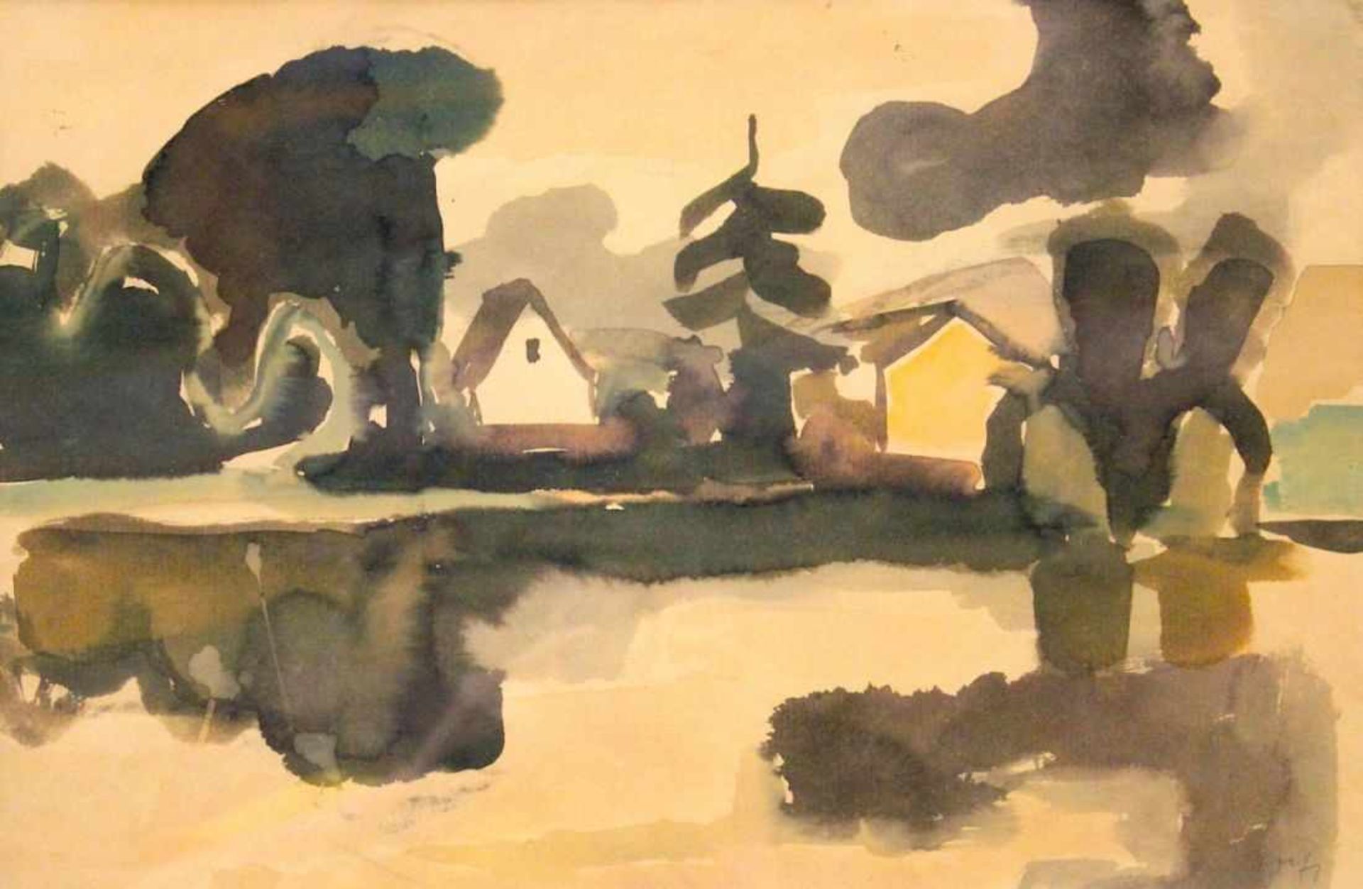 Aquarell - Willi Ulfig (1910 Breslau - 1983 Regensburg) "Landschaft", r.u. signiert, um 1950/60,