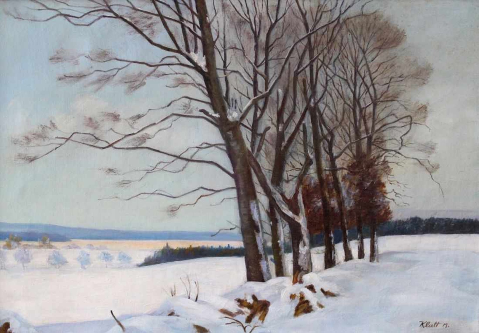 Gemälde - Hans Klatt (1876 Hammerstein - 1936 München) "Winterlandschaft", r.u. signiert Klatt M.(
