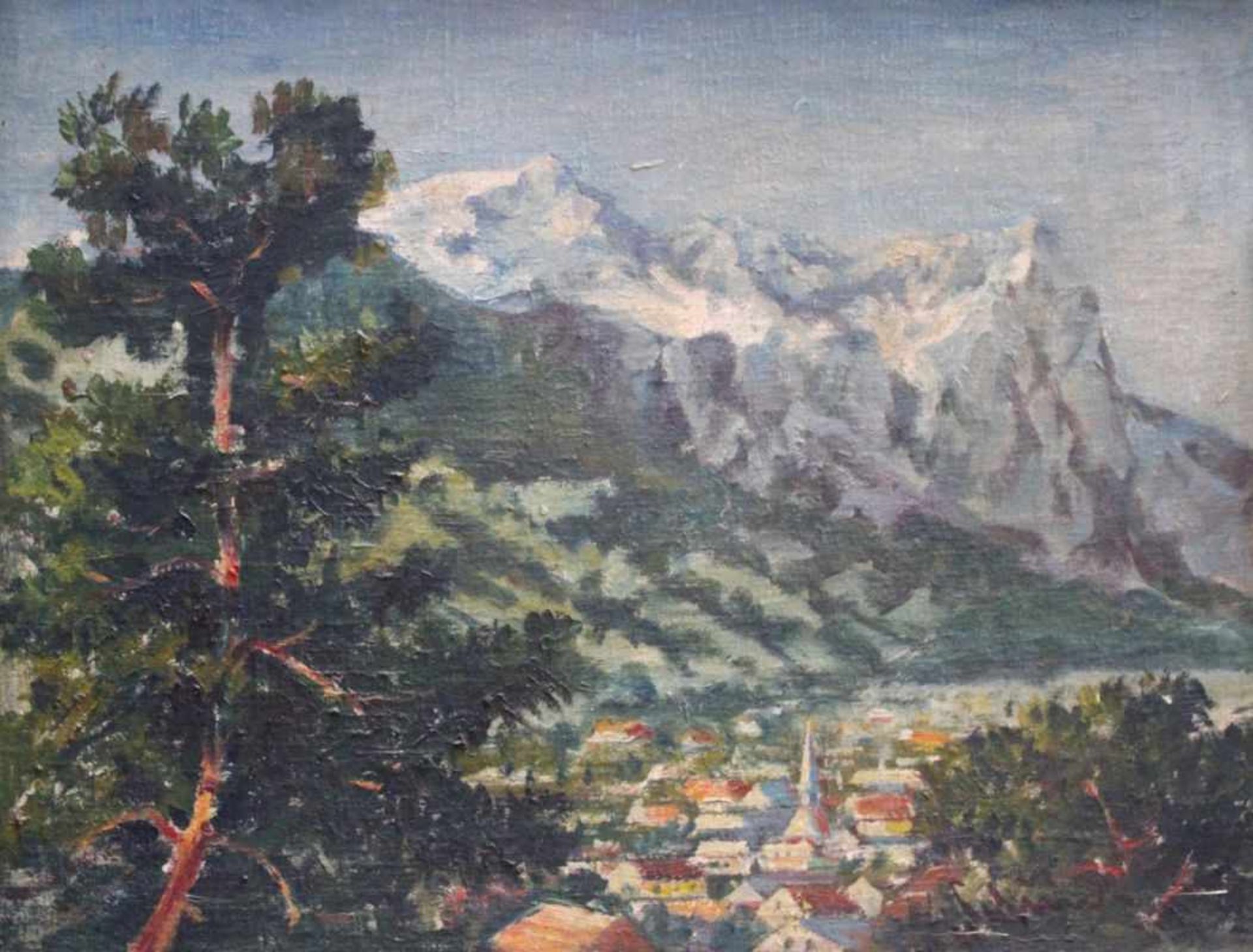 Gemälde - Anonym (XX.Jahrhundert) "Garmisch Partenkirchen", r.u. unleserlich signiert, Öl auf