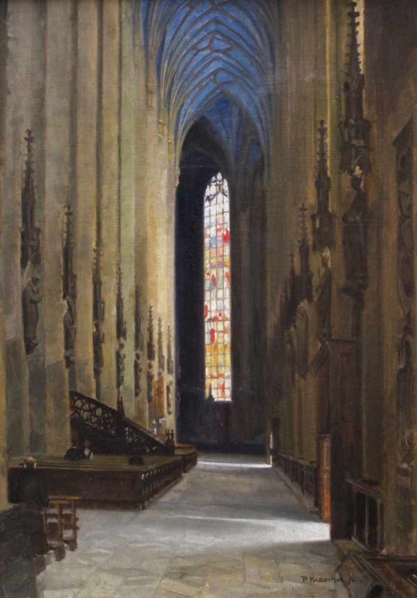 Gemälde - Peter Kraemer II (1857 Philadelphia - 1936 Diessen am Ammersee) "Blick in gotische
