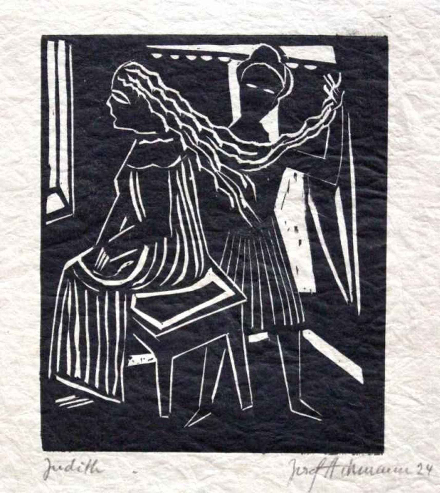 Holzschnitt- Josef Achmann (1885 Regensburg - 1958 Schliersee) "Judith", r.u. Bleistiftsignatur,