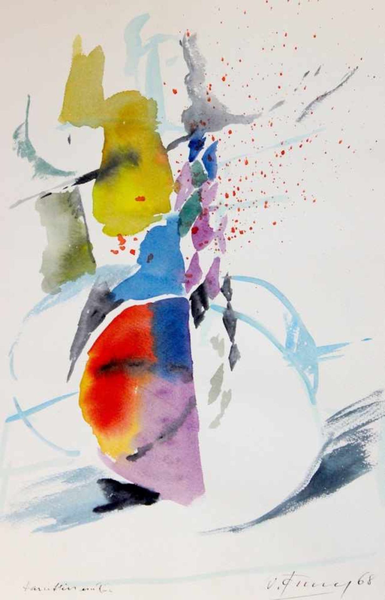 Aquarell - Winfried Tonner (1937 Brünn - 2002 München) "Abstrakte Komposition", r.u.signiert,