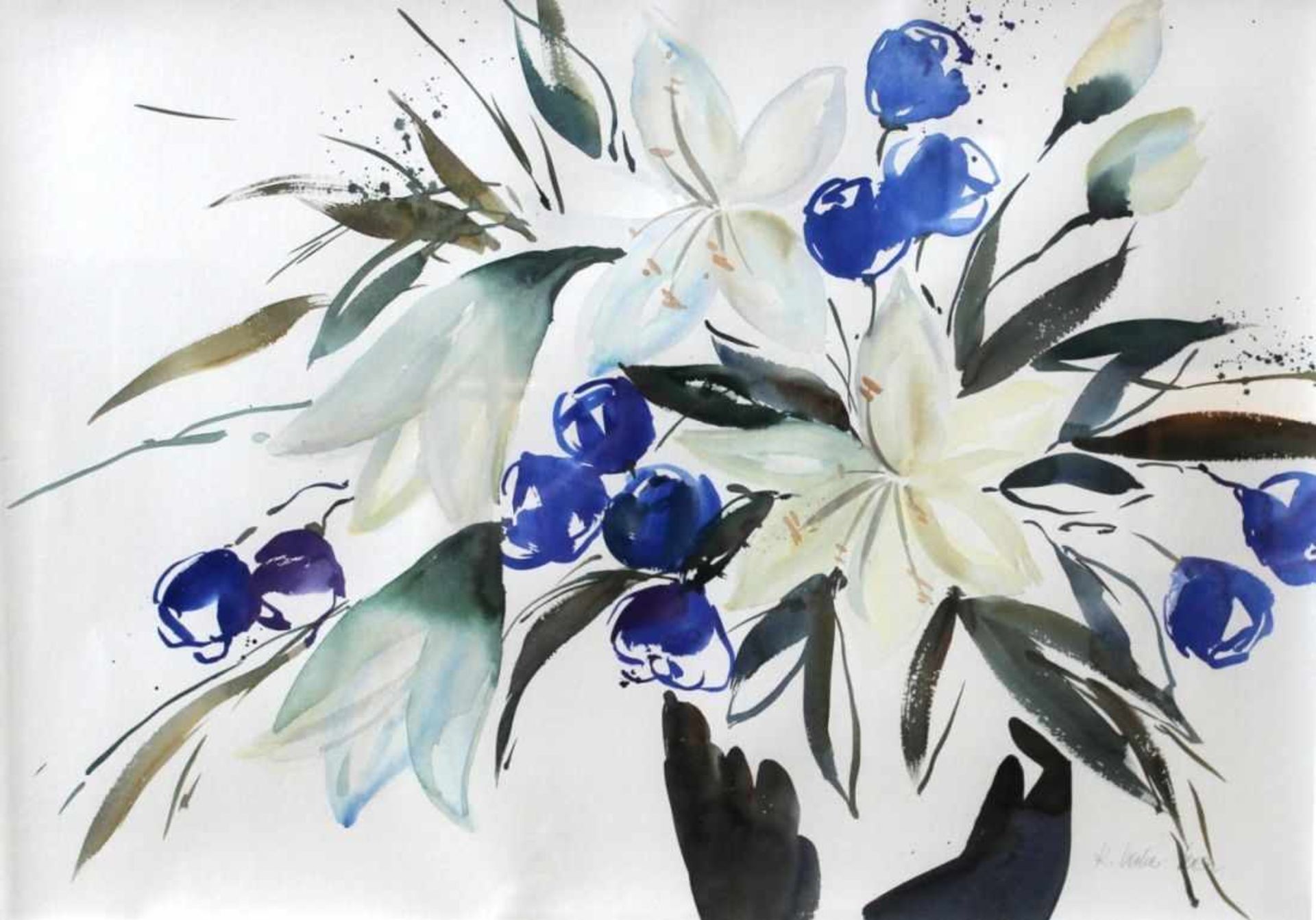 Aquarell - Regina Decker Kern (1957 Nürnberg) "Blumen", r.u. signiert, lasierende Farben auf Papier,