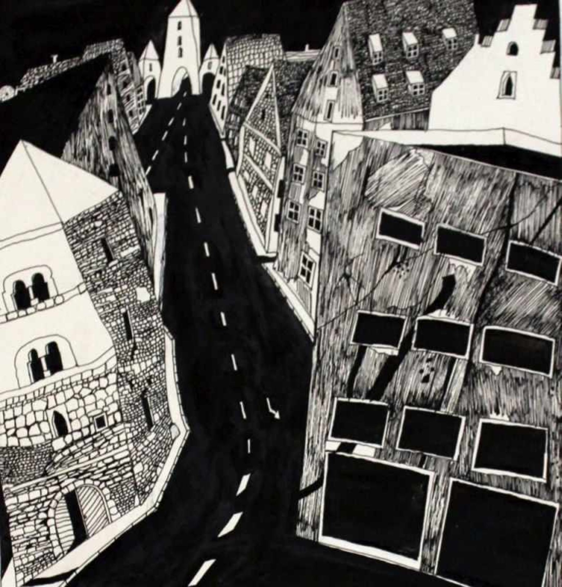 Zeichnung - Guido Zingerl (1933 Regensburg) "Ostentor", signiert, Tusche auf Papier, Maße