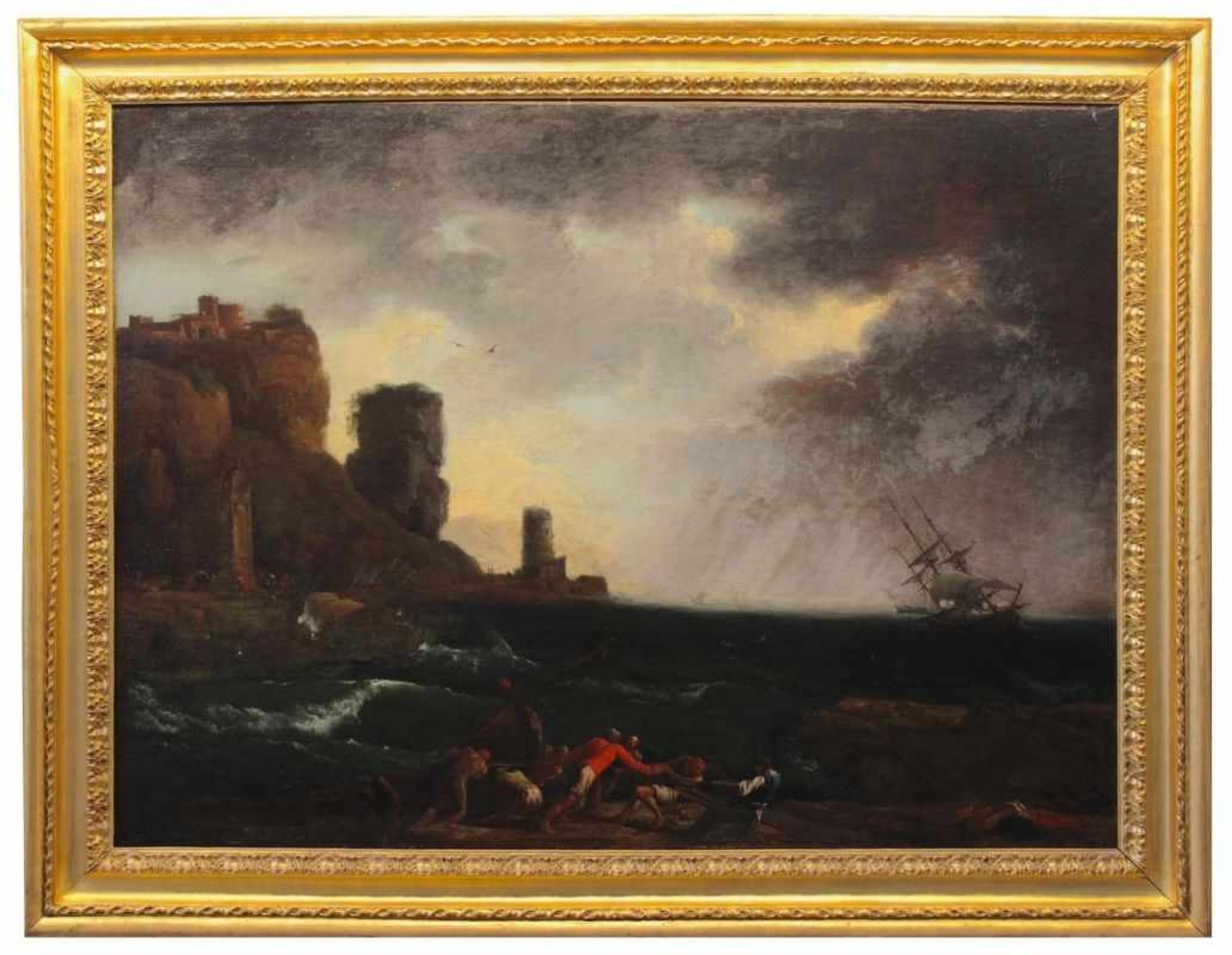 Gemälde - Umkreis Claude Joseph Vernet (1714 Avignon - 1789 Paris) "Seestück - Küstenlandschaft