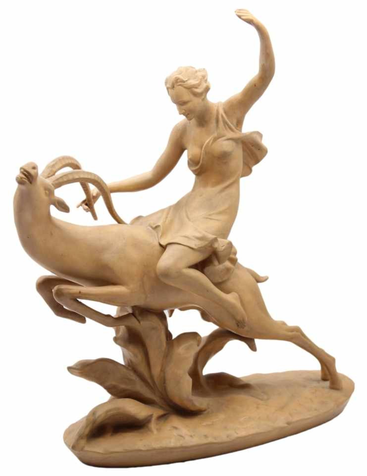 Figur - wohl Amphora Terrakotta, " Diana "Göttin der Jagd", im Sockel Nr. 10134, rest., Höhe ca.