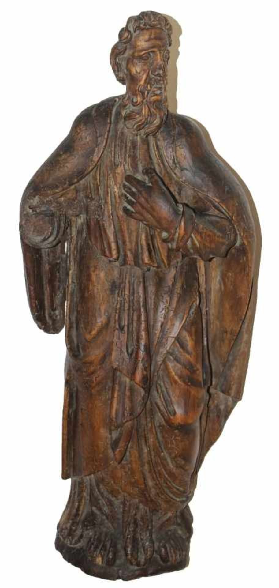Skulptur - wohl deutsch 18. Jahrhundert "Ordensheiliger", Holz geschnitzt, Altersspuren mit