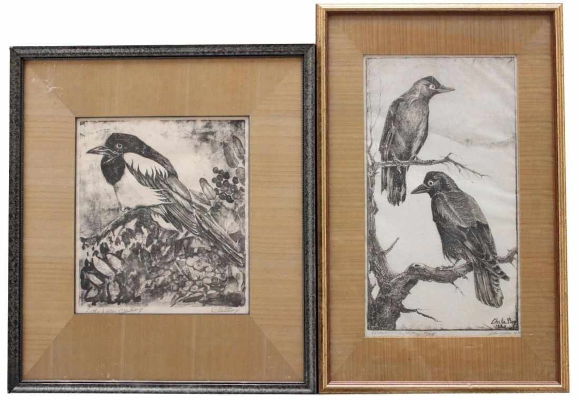 Paar Lithographie - Chris LE ROY (1884 Deventer -1969 Nijmegen / Niederlande) "Vögel",
