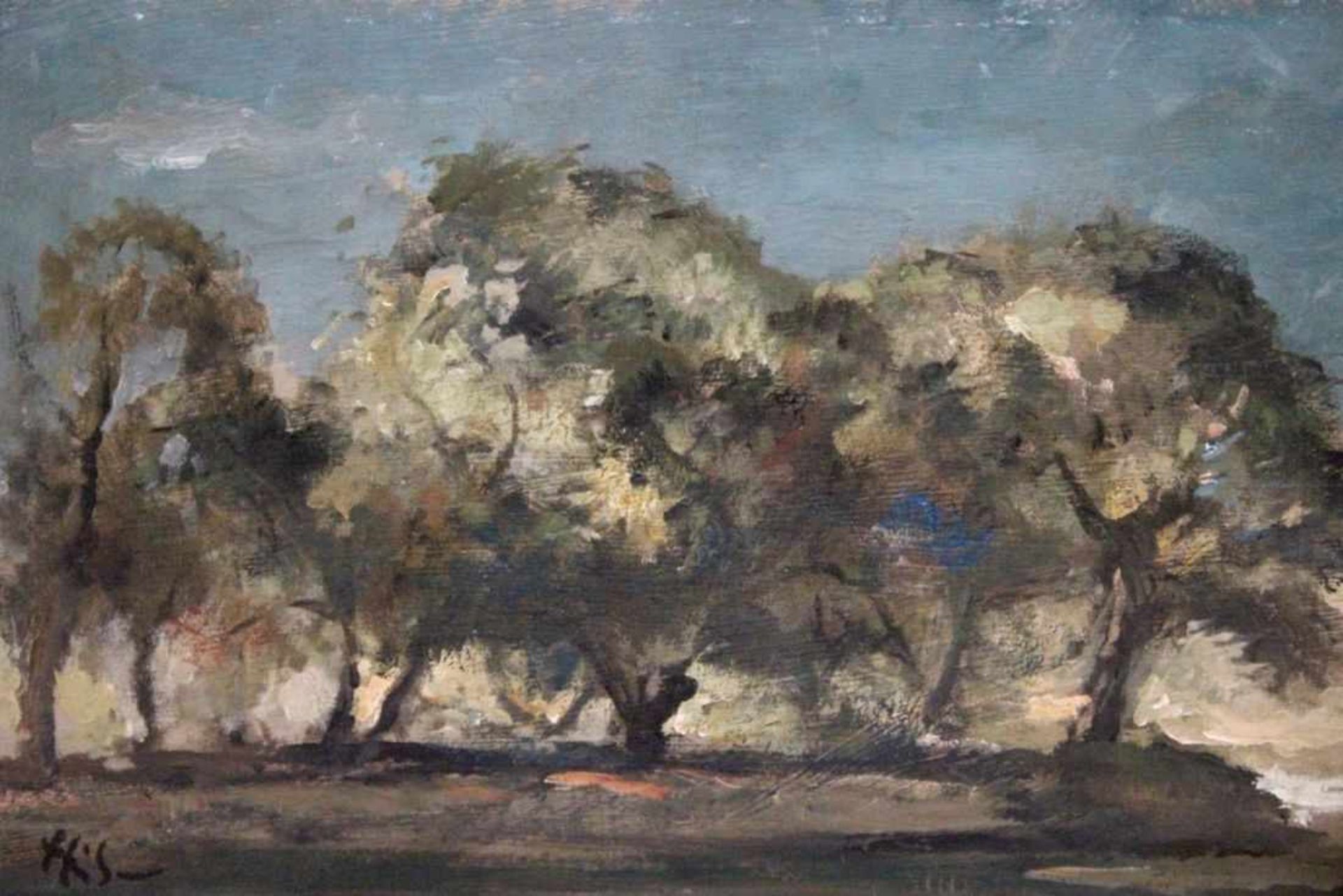 Gemälde - Fritz Hülsmann (1894 Solingen - 1949 Weiden) "Naablandschaft", l.u. signiert, Öl auf