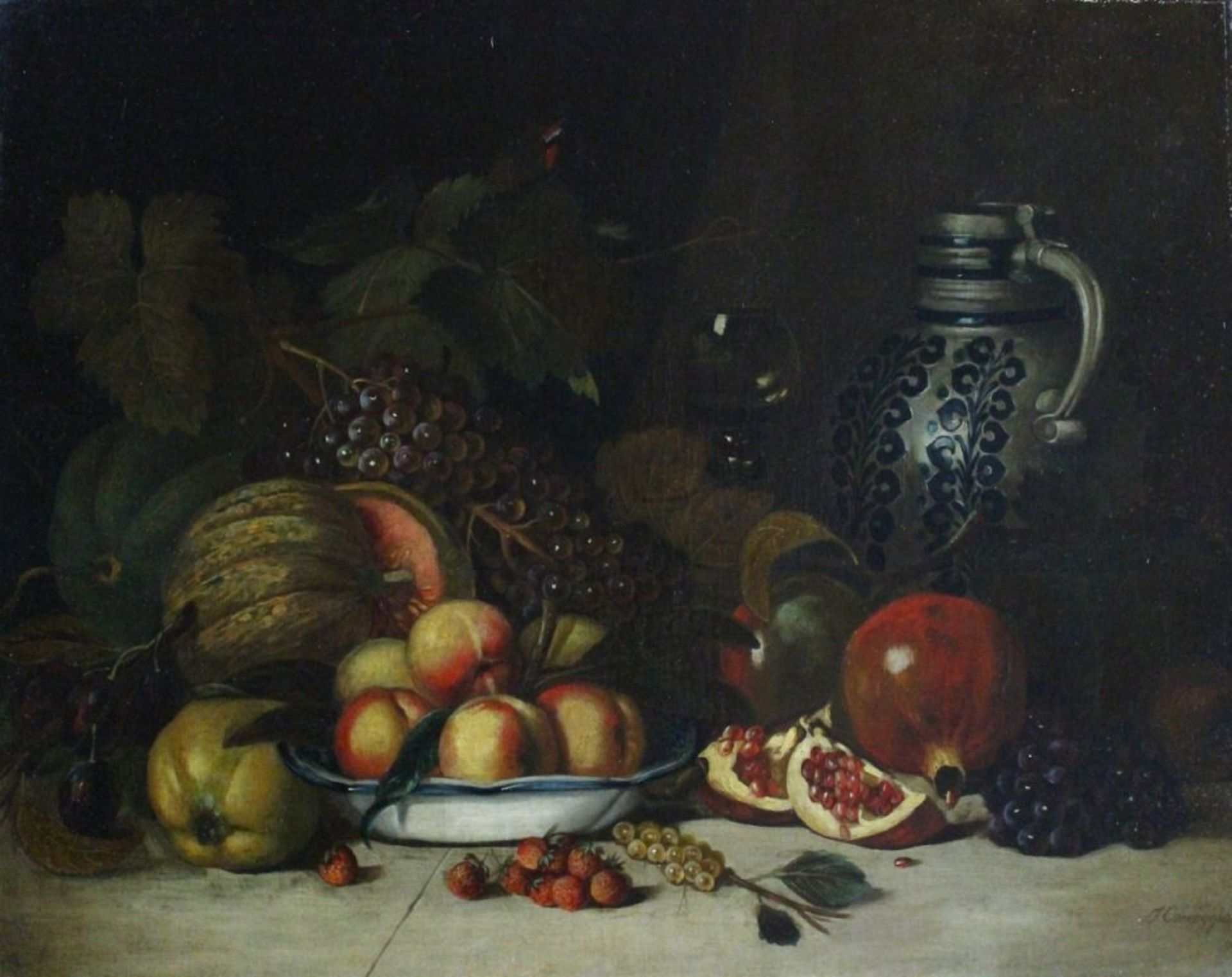 Gemälde - Josef CORREGGIO (1810 Wolfratshausen -1891 München) "Stillleben mit Glas, Krug und