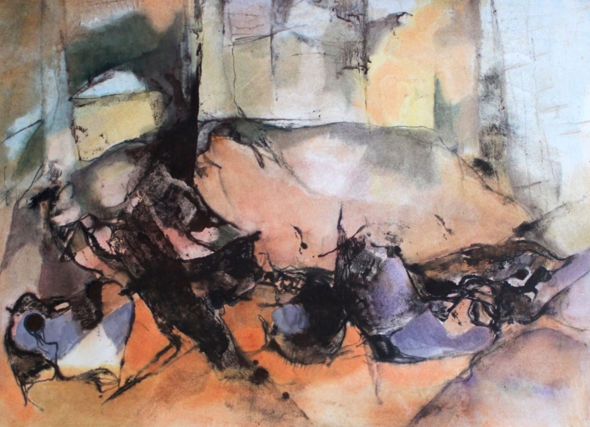 Aquarell - Willi Ulfig (1910 Breslau - 1983 Regensburg) "Landschaft", lasierende Farben auf