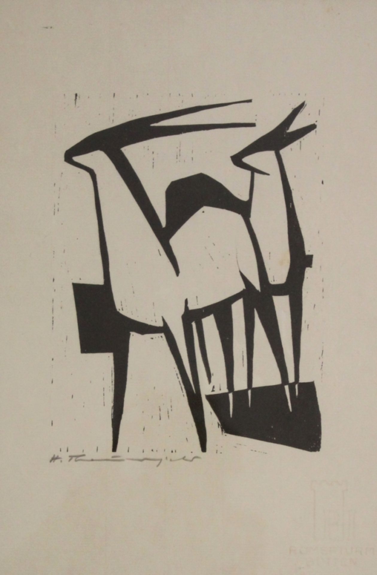 Holzschnitt - Heinz Theuerjahr (1913 Stolp - 1991 Waldhäuser) "Antilopen", l.u. Bleistiftsignatur,