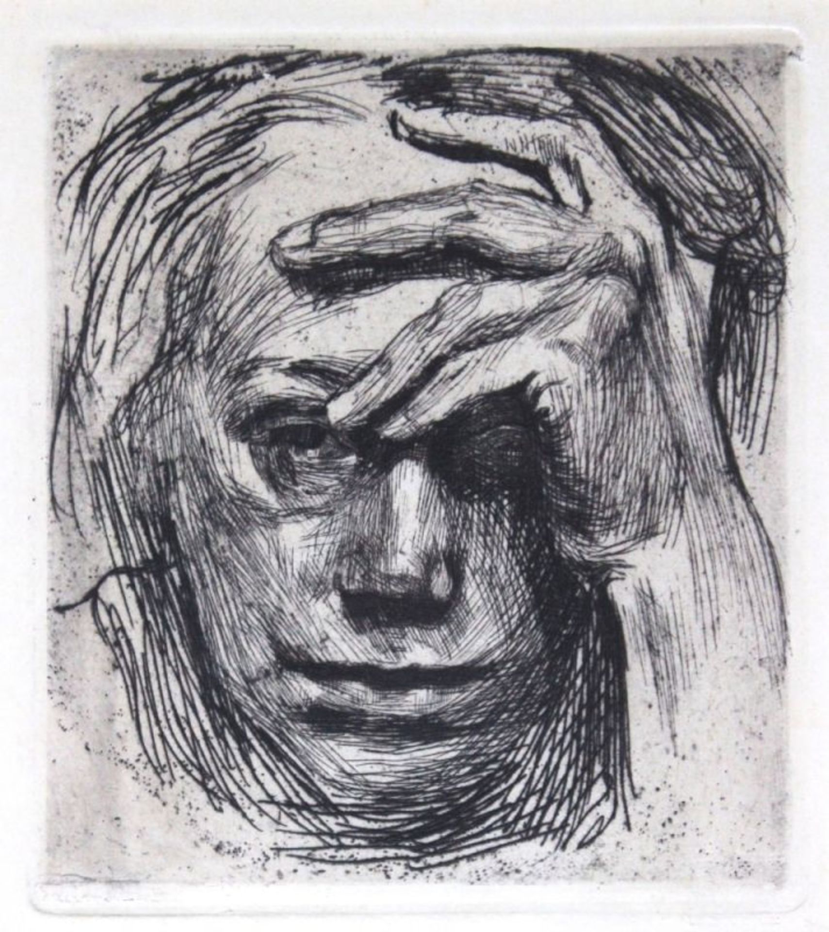 Radierung - Käthe Kollwitz (1867 Königsberg - 1945 Moritzburg) "Selbstbildnis (1910)", Plattenmaße