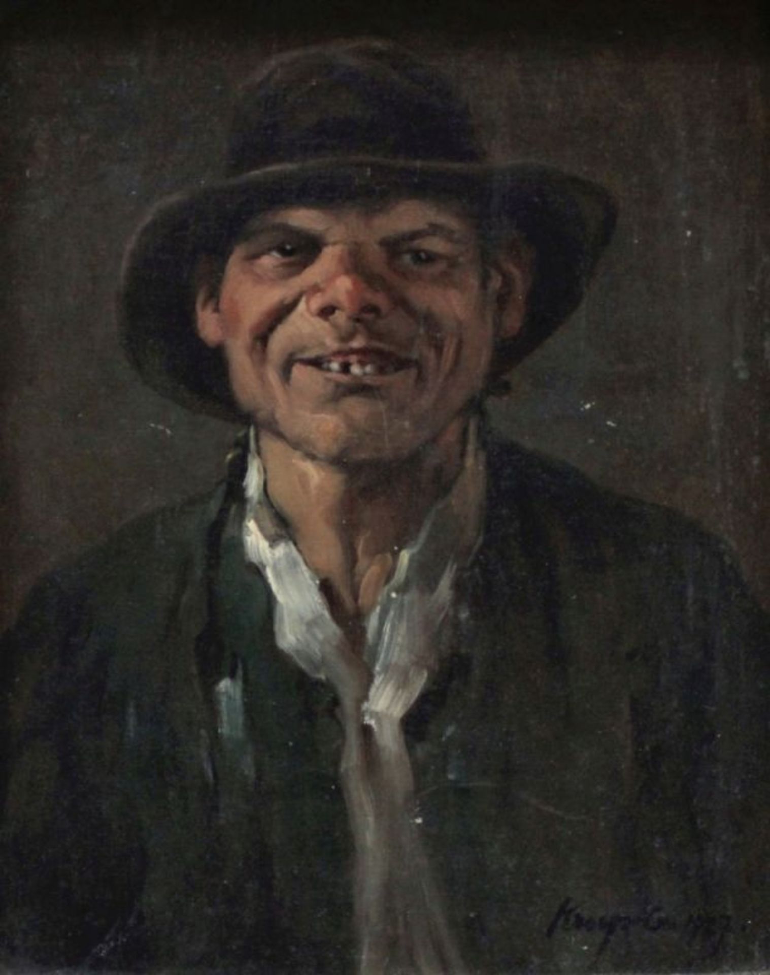 Gemälde - Ferenc KRUPKA (Ungarn 1870-1928) "Charakterkopf", r.u. signiert, datiert 1927, Öl auf