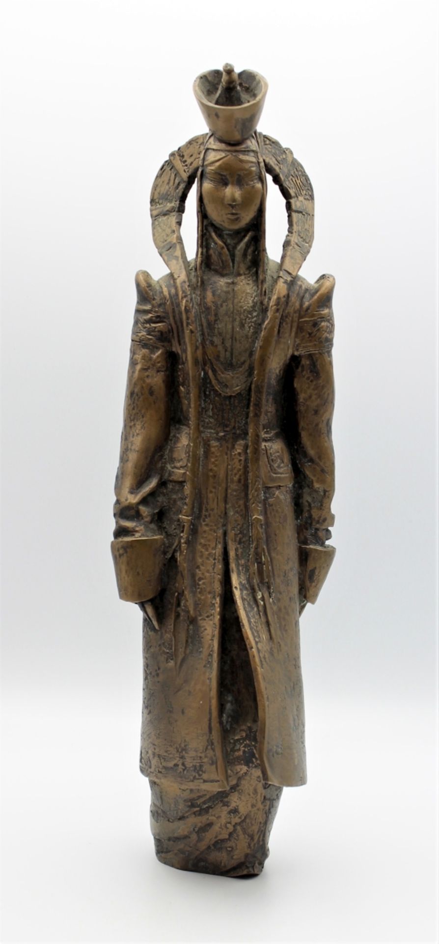 Figur - wohl Ostasien 20.Jahrhundert "Mongolische Prinzessin", Bronze, anonymer Künstler, Höhe ca.