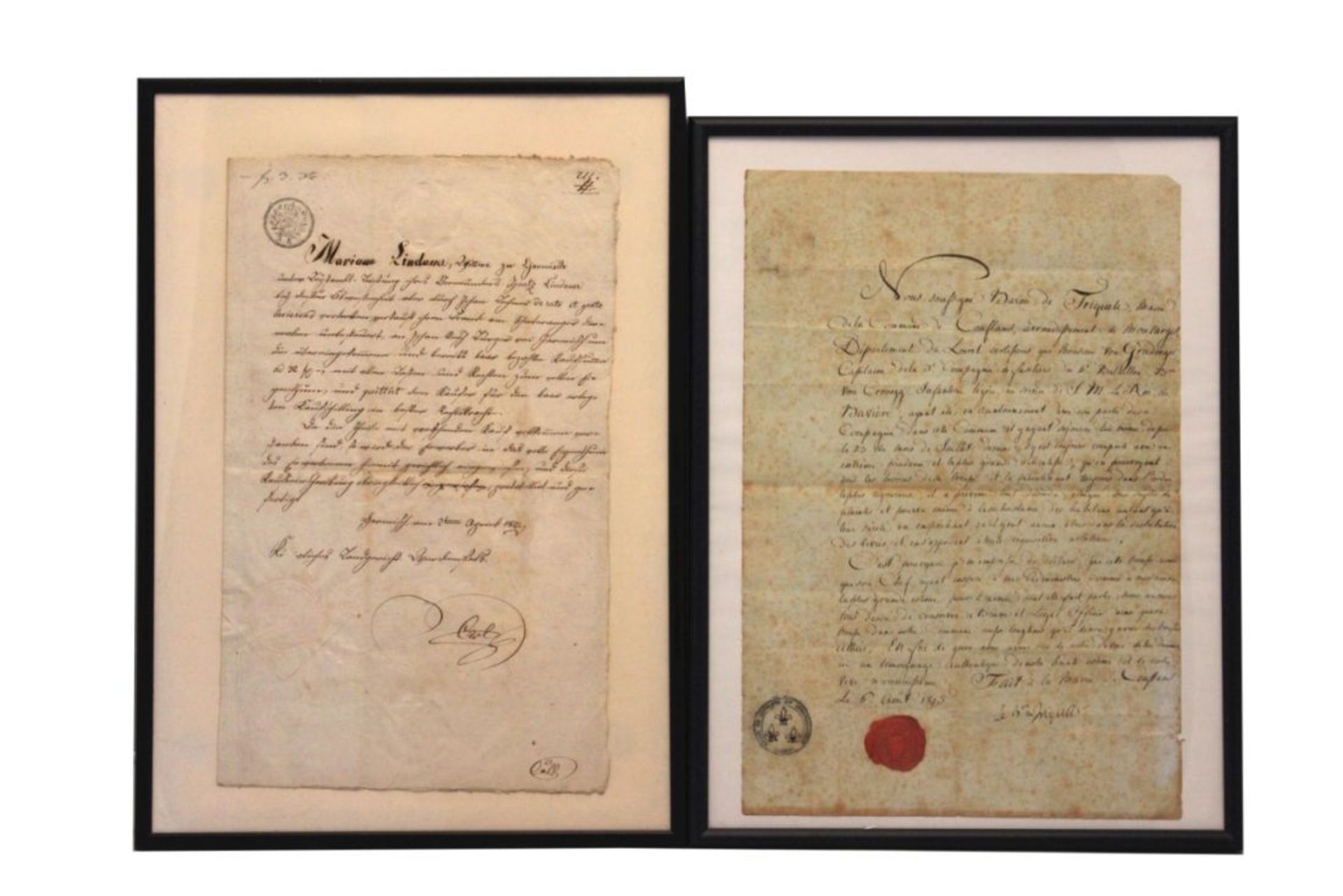 Paar Autographen - 19.Jahrhundert 1. Empfehlungsschreiben - Baron Michel Triquet de Triqueti (1748-
