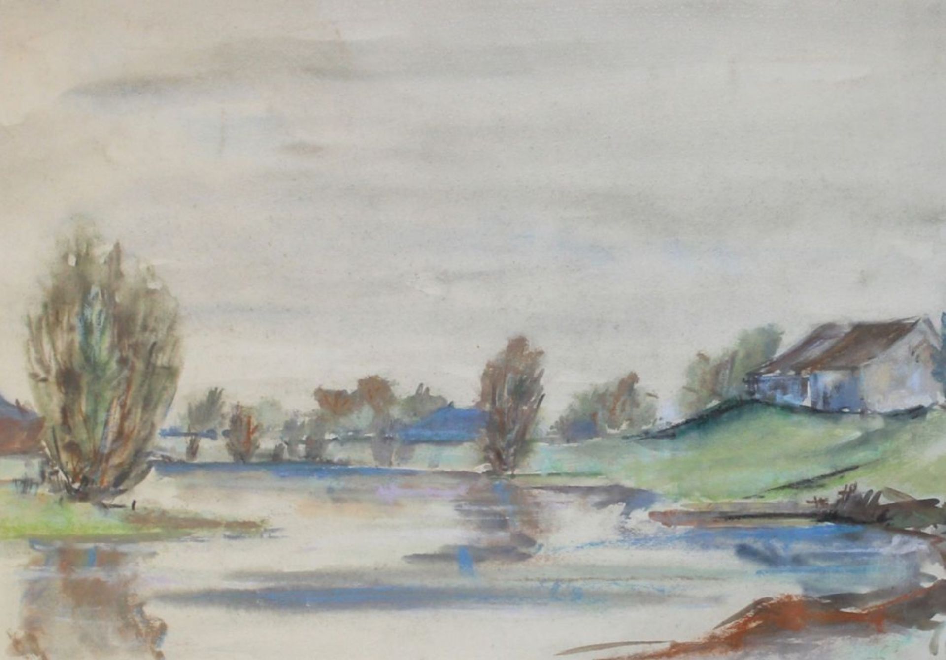 Aquarell - Oskar Matulla (1900 - 1982 Wien) "Landschaft", r.u. monogrammiert, lasierende Farben