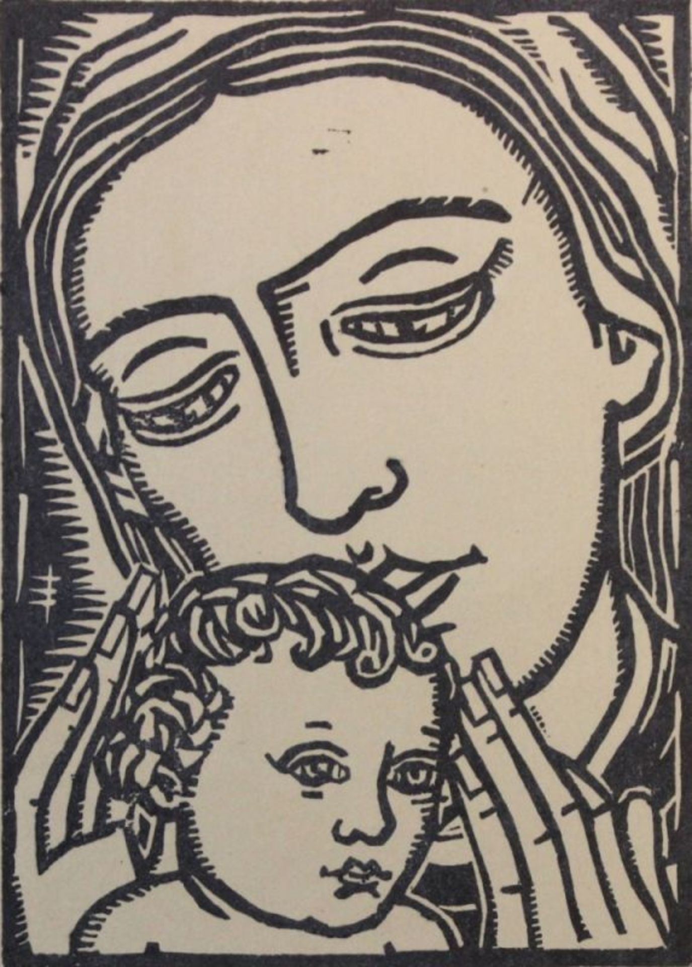 Lithographie - Georg Philipp Wörlen (1886 Dillingen - 1954 Passau) "Mutter mit Kind", r.u.