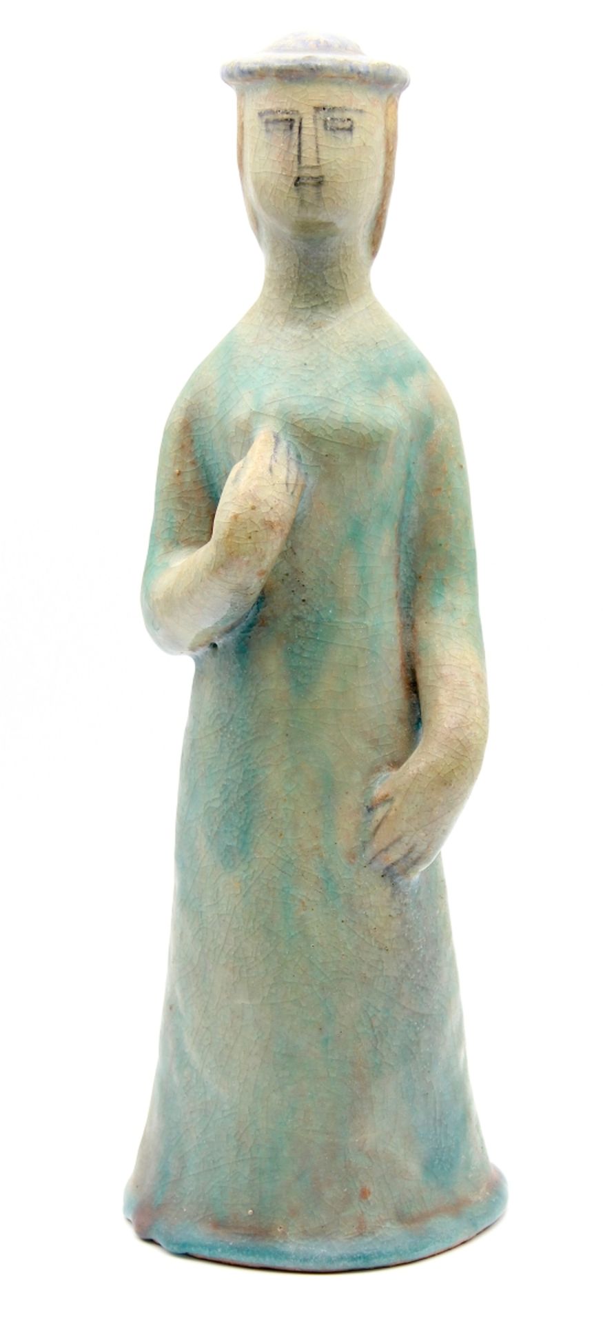 Figur - Ida Erdös-Meisinger (1897 in Prachatice - 1985 Tittmoning) "Stehendes Mädchen mit Hund",