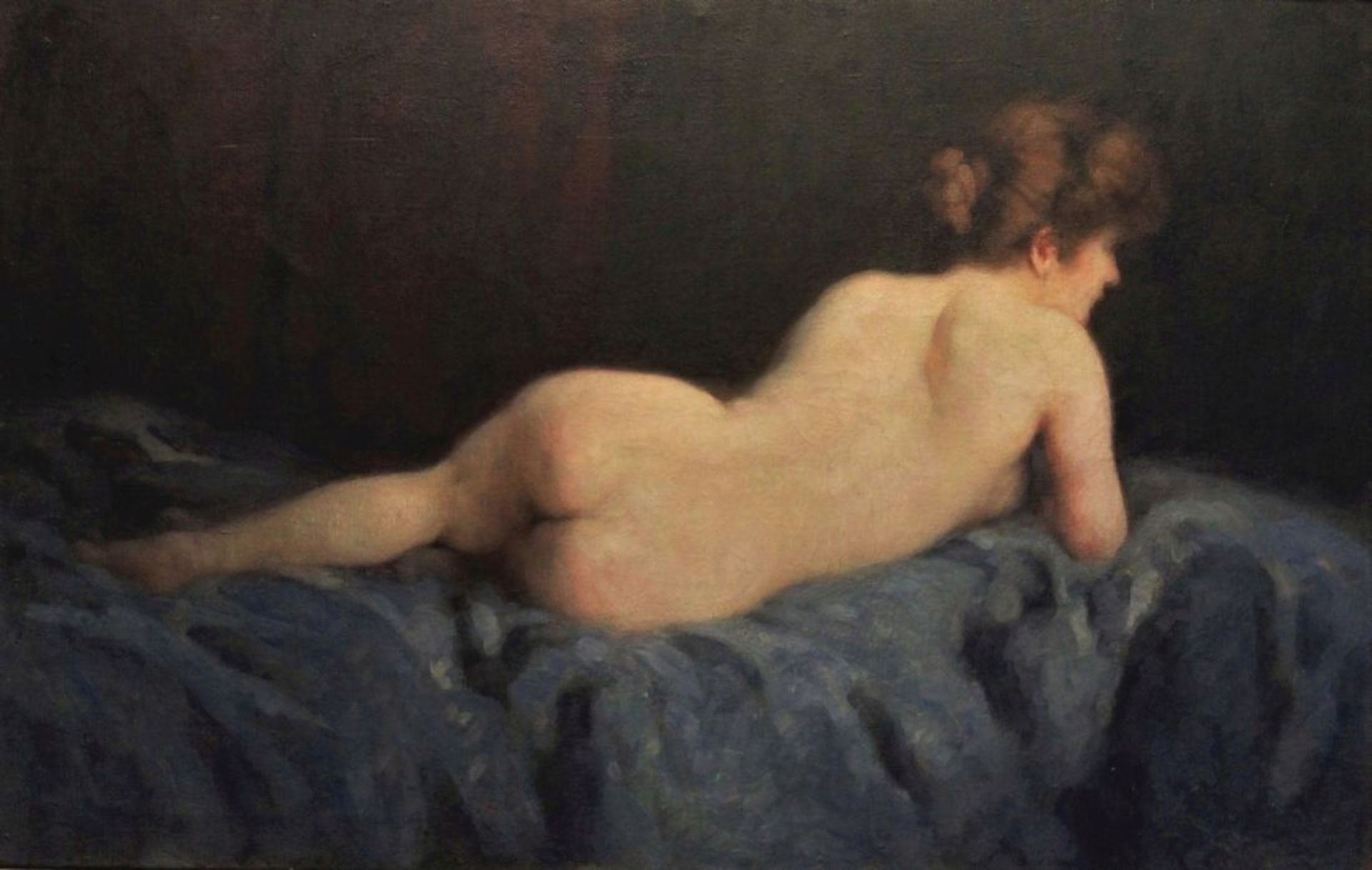 Gemälde - Anonym (19./20.Jahrhundert) "Liegender Frauenakt", unsigniert, Öl auf Leinwand,