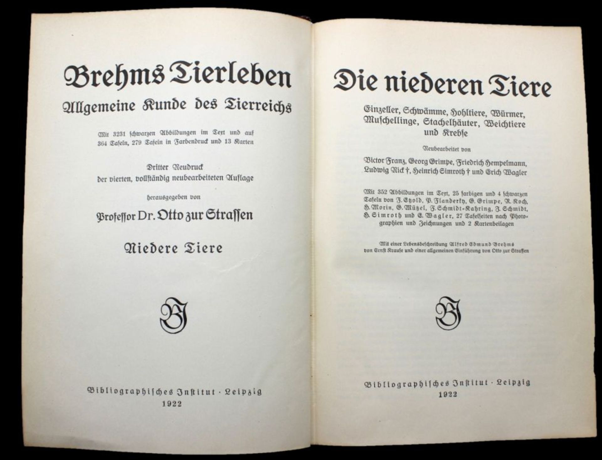 Lot Bücher - Brehm's Tierleben Bibliographisches Institut, Leipzig 1922, Herausgeber Prof. Dr.