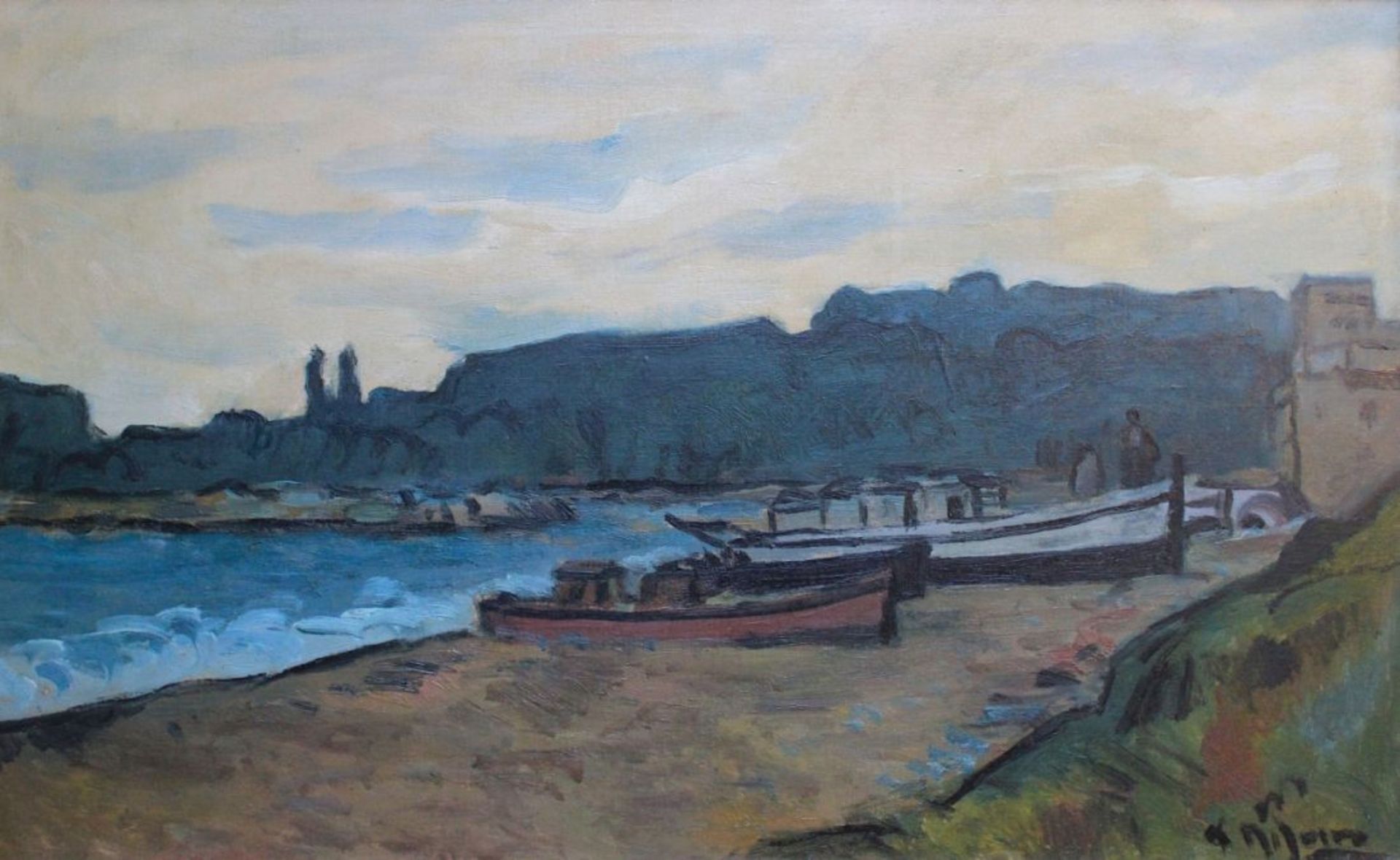 Gemälde - Alceu Ribeiro (1919 Artigas Department - 2013 Palma de Mallorca) "Küstenlandschaft mit