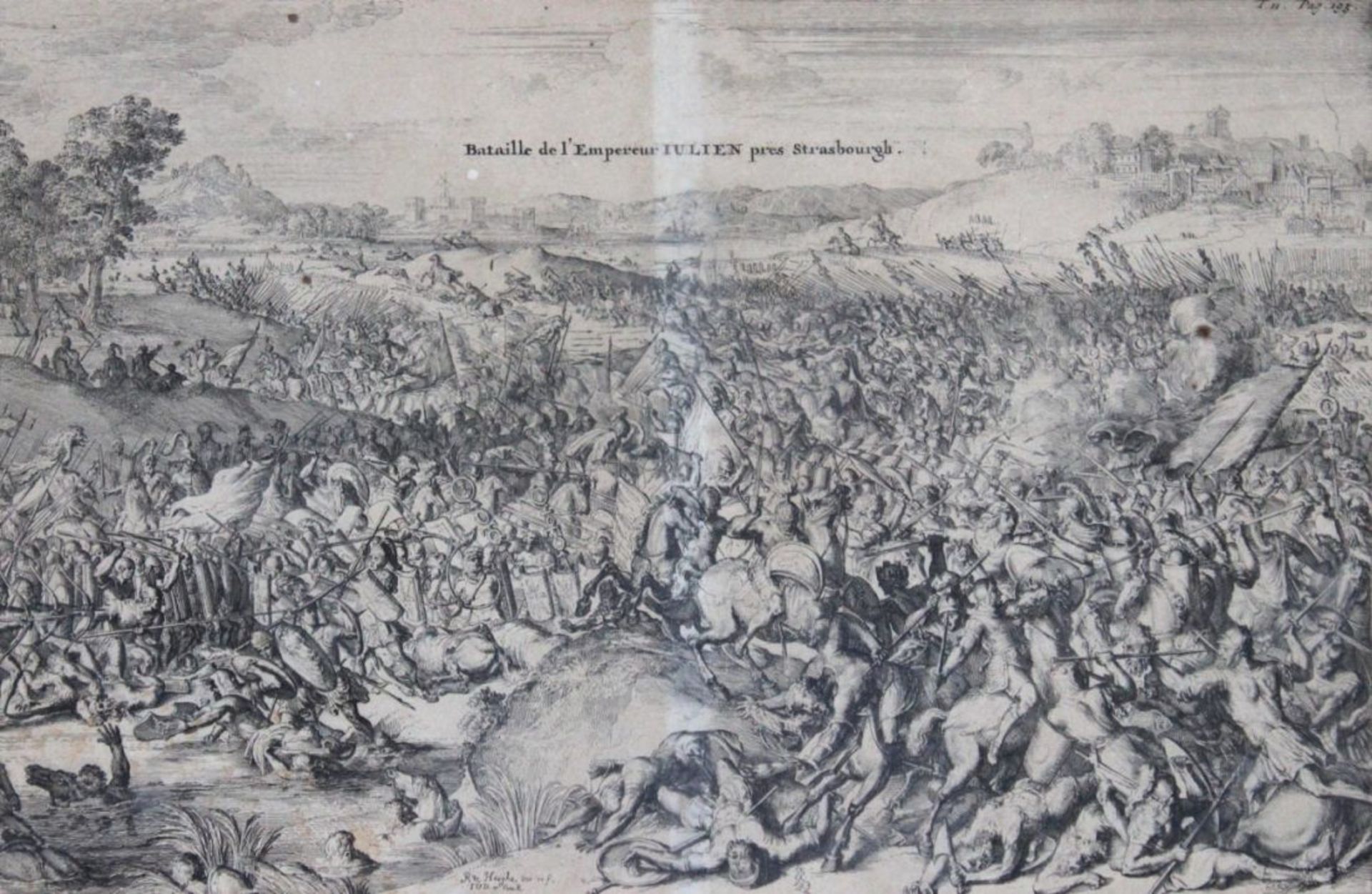 Kupferstich - Romeyn DE HOOGHE (1645 Amsterdam -1708 Haarlem) "Schlacht bei Straßburg", Maße