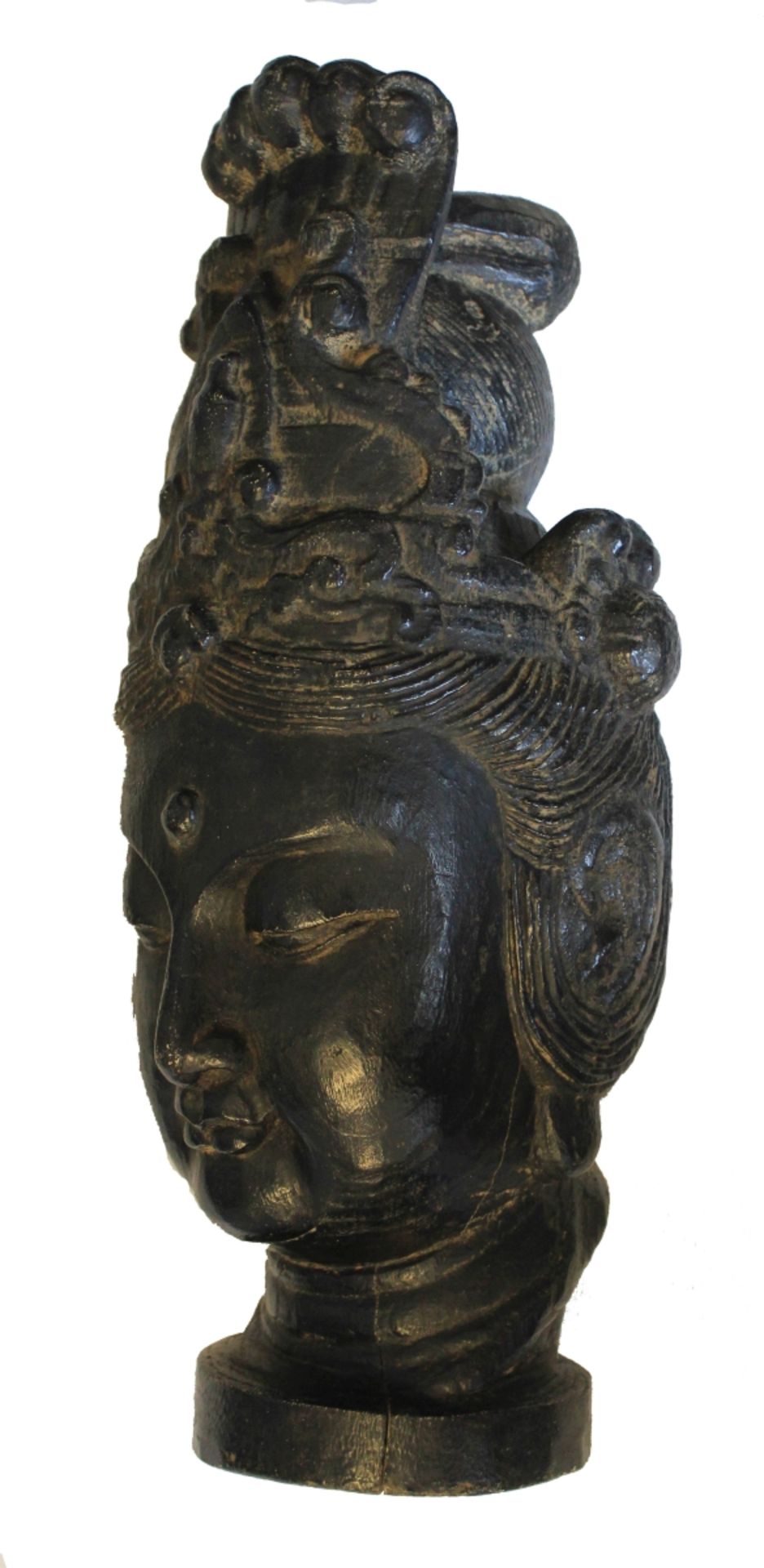 Büste - wohl Qing-Dynastie China "GUANYIN - Göttin des Mitgefühls", Holz geschnitzt,