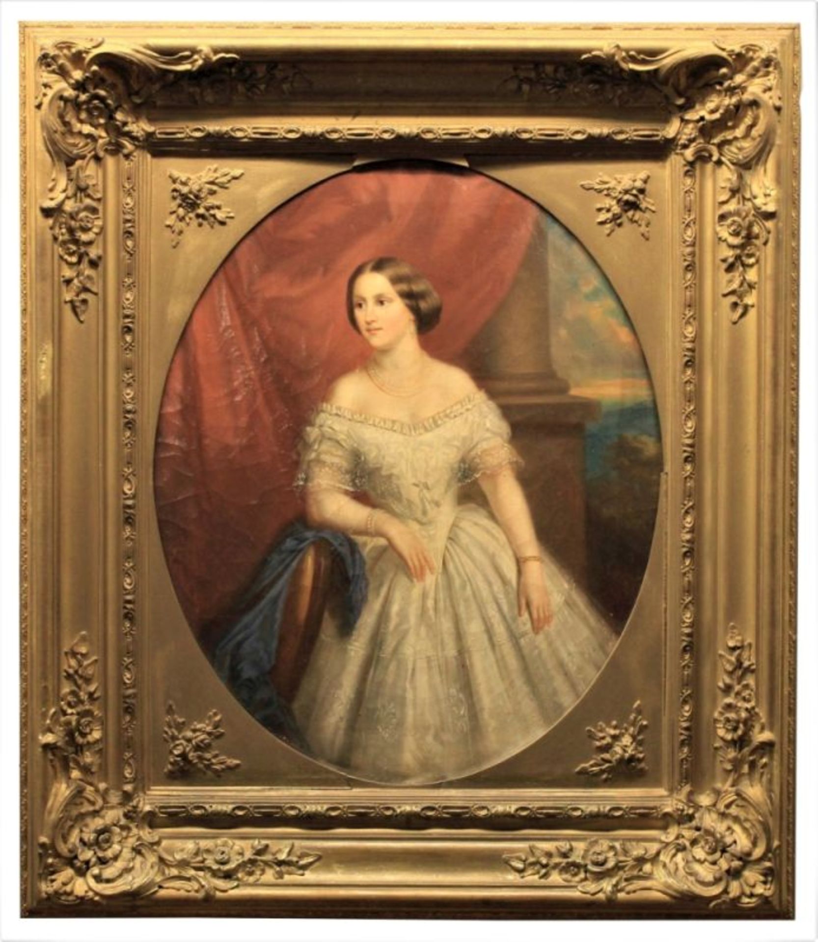 Gemälde - Georg Friedrich ERHARDT (1825 Winterbach -1881 Stuttgart) "Adeliges Damenportrait mit