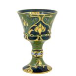 William Moorcroft for James MacIntyre, a Green and Gold Florian Dahlia goblet