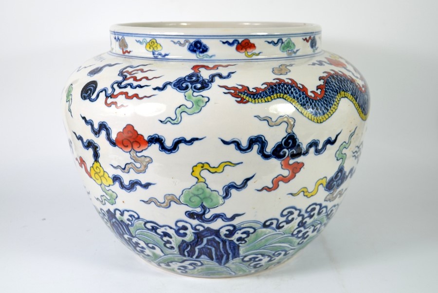 A Chinese polychrome jardiniere - Image 2 of 6