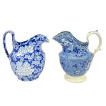 Two Staffordshire blue and white transfer printed jugs