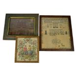 A 19th century embroidered sampler, Ann Bennitt, Ockbrook 1825, and two others