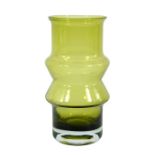 Tamara Aladin for Riihimaki (Riihimaen Lasi), a Tuulikki olive green glass vase