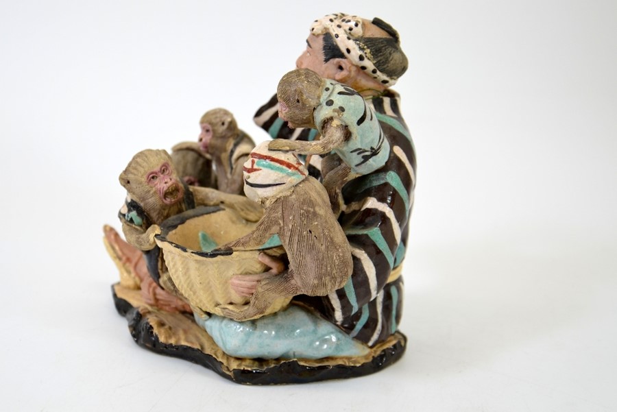 A Japanese pottery figure group - Image 2 of 5