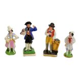 Four Sitzendorf and Thuringian miniature figure