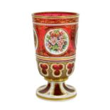 A 19th century Bohemian ruby cased cameo glass beaker